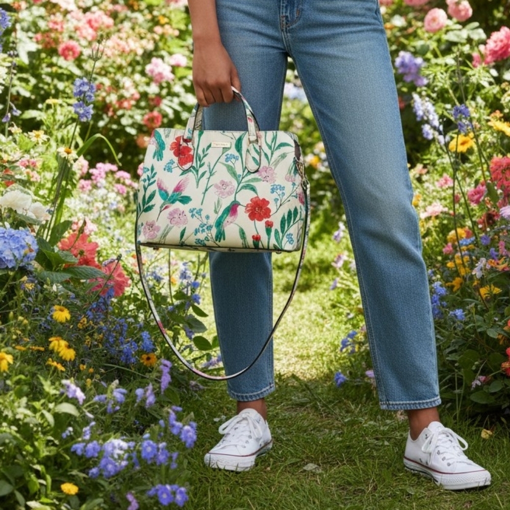🔥LOW START🔥Kate Spade RARE Evangelie Laural Way Hummingbird & Floral Bag - Picture 2 of 16